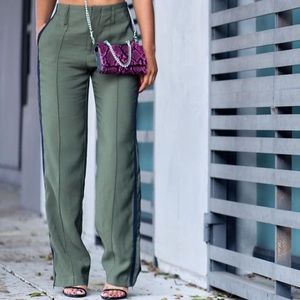 Zara Trafaluc Women’s High Waisted  Side-Stripe Track Pant  Olive Green Size XS